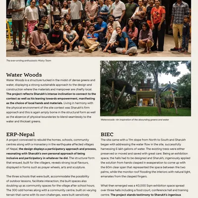 Our ever-enthusiastic Mistry team, featured in Antarya magazine. This image captures our collaborative spirit and highlights some of our key projects and design approaches.