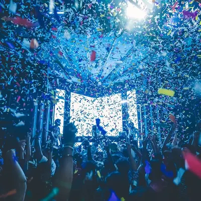A massive confetti blast over the crowd at FLO Church Street. I use these moments to create peaks of energy and pure celebration during my sets.