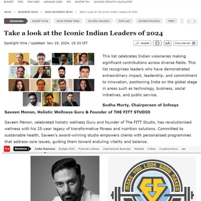 I am honored to be recognized by The Times of India as one of the Iconic Indian Leaders of 2024 for my work as a holistic wellness guru. This feature highlights my 25-year commitment to revolutionizing wellness through transformative fitness and nutrition solutions that address core health issues.