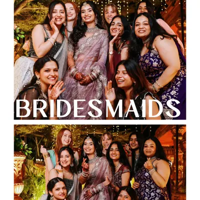 A fun and stylish shot of the bride with her bridesmaids. We love capturing the energy and support of the bride's closest friends.