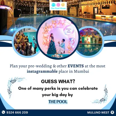 Plan your pre-wedding events at one of the most Instagrammable places in Mumbai. This graphic highlights our poolside venue as the perfect spot for a unique and memorable celebration.