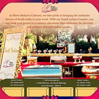 This is my dedicated South Indian counter, fully equipped and elegantly presented. I provide everything needed to serve authentic dishes like dosa and idli, ensuring a high-quality, hassle-free addition to your event.