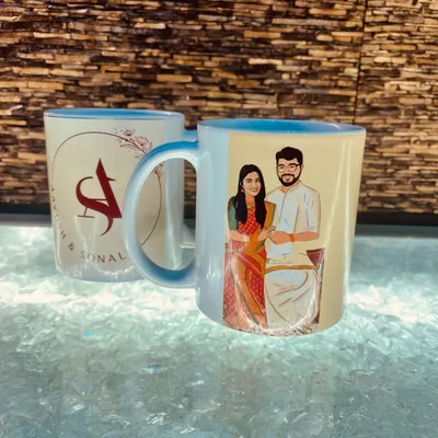 How beautiful is this custom illustrated mug? I can turn a couple's photo into a unique piece of art, perfect for adding to a "bride to be" or "groom to be" hamper. This one features a lovely couple in their traditional wedding attire.