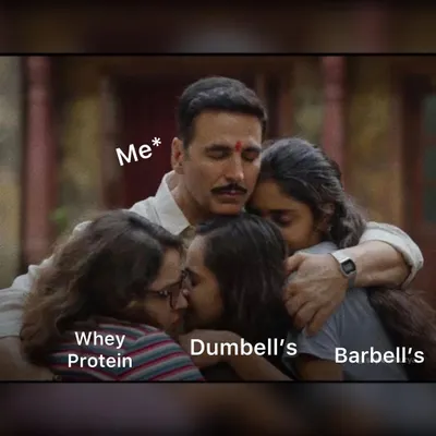I think anyone who loves the gym can relate to this. Whey protein, dumbbells, and barbells are definitely part of the family.