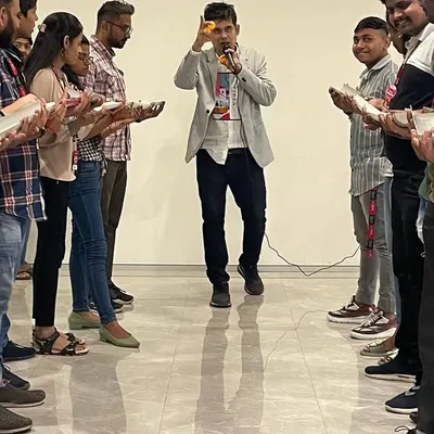 A team-building exercise that requires focus and collaboration. Activities like these are designed to improve teamwork and communication.