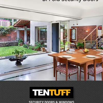 Our Bi-Fold Security Doors transform your living space, creating a seamless transition to your garden or patio. This installation shows how the doors stack neatly to one side, maximizing your opening for entertaining or simply enjoying the outdoors, all while offering complete security when closed.