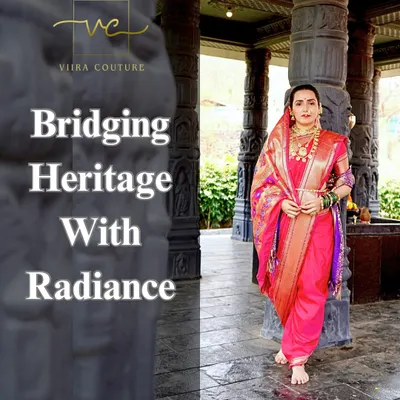 Bridging heritage with radiance. This image captures the timeless beauty of a traditional Navari saree, available for rent from my collection.