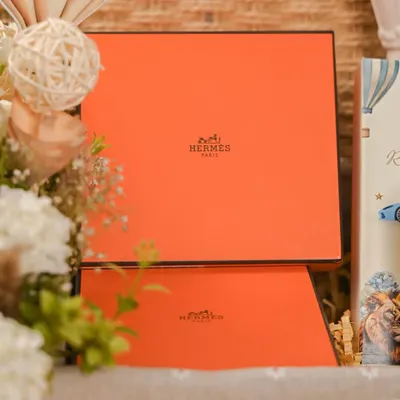 A luxe hamper I curated for a very special baby announcement. Every detail, from the designer box to the flowers, was chosen to whisper joy, elegance, and celebration for the new arrival.