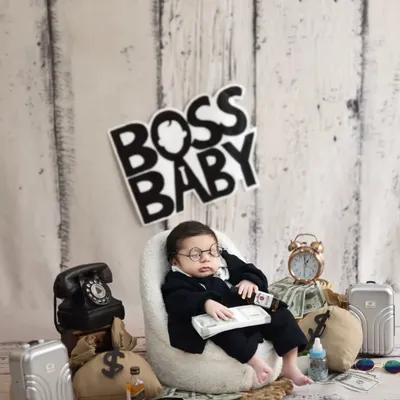 Ready for a board meeting. This 'Boss Baby' themed shoot is always a hit, complete with a tiny suit, briefcase, and plenty of attitude.