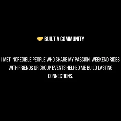 Cycling has helped us build an incredible community. Our weekend rides and group events are all about sharing a passion and building lasting connections with fellow riders.