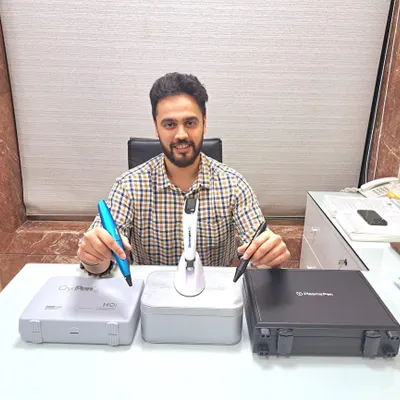My clinic is equipped with proven, state-of-the-art technology. Here you can see the Dermapen 4 for microneedling, the CryoPen for precise lesion removal, and the Platina Plasma pen. I invest in the right tools to deliver real, lasting results.