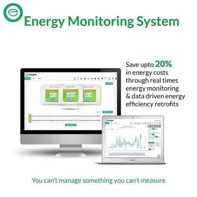 Our Energy Monitoring System provides a clear, real time view of your factory's energy usage. The dashboard, accessible on desktop and laptop, is designed to help you save up to 20 percent in energy costs through data driven retrofits.