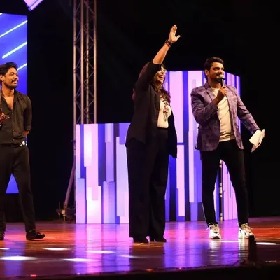 On stage with the legendary choreographer Geeta Kapur at the RSDA annual dance event. It was an honor to share the stage and host this prestigious function.