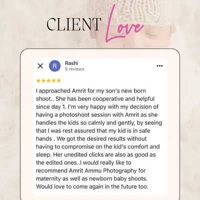 Rashi’s review warms my heart. Knowing that parents feel assured seeing how calmly and gently I handle their baby is the most important part of my job.
