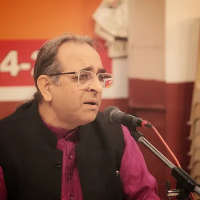 A student performing at 'Swarveni Aradhana', an evening of devotional music organized at the Sree Ayyappa Temple in Rohini.