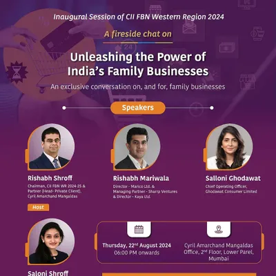 We hosted an exclusive fireside chat on "Unleashing the Power of India's Family Businesses" at our Mumbai office, featuring leaders from Marico and Ghodawat Consumer to discuss lessons for next-generation entrepreneurs.