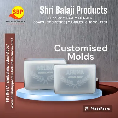 A clean and professional result. This custom silicone mold for "Aruna Herbal Soap" shows how your logo can be beautifully embossed onto every product you make.