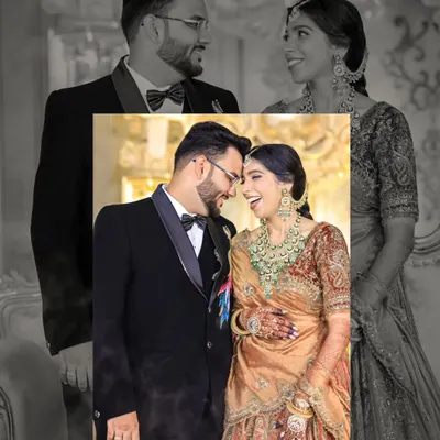 A beautiful color-pop edit, where a joyful color photo is layered over a classic black and white version.