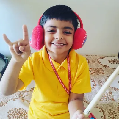 Meet Sambhav, one of our youngest and happiest drummers! We believe that learning music should be full of joy, and Sambhav's smile is proof.