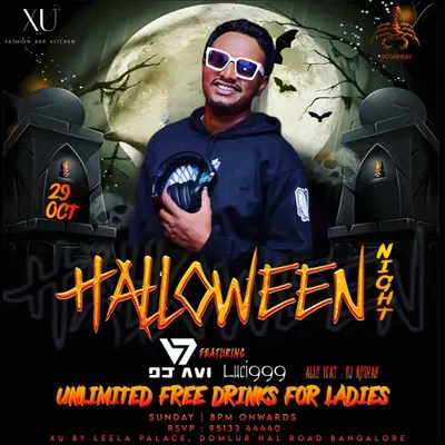 My official poster for a Halloween Night party at XU in Leela Palace, one of Bengaluru's premium venues.