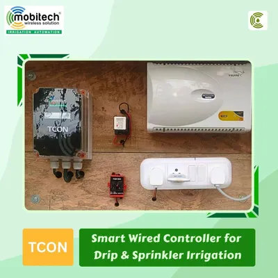 The TCON Smart Wired Controller, the brain of our wired setups for drip and sprinkler irrigation, mounted and ready to go.