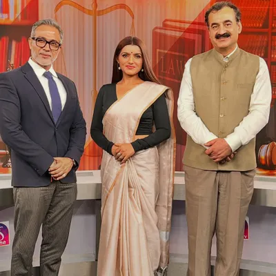 On the set of Sansad TV with fellow panelists for a discussion on digital law and consumer rights. These platforms are vital for public legal education and shaping informed national conversations.