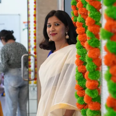 Our founder, Nazia Khanam, dressed in traditional attire during the Onam festival at our academy. We believe in leading the spirit of cultural celebration from the front.