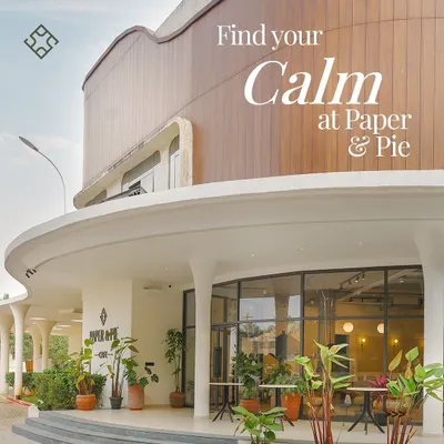 The exterior of our Whitefield cafe, designed to be a calming presence. It’s a space where you can find your focus and escape the everyday hustle.