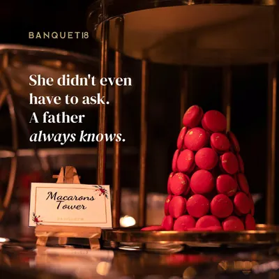 For this bride, macarons were her favorite indulgence. Her father wanted to make sure they were part of her big day, so we worked with him to create this beautiful macaron tower just for her.