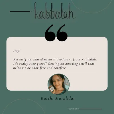 Thank you, Karthi, for your kind words about my natural deodorant. Knowing that it helps you feel odor-free and carefree is wonderful to hear. Customer satisfaction is always my priority.