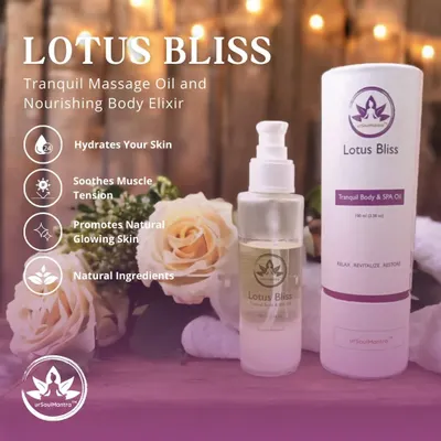 Discover the four key benefits of my nourishing body elixir. This tranquil massage oil hydrates your skin, soothes muscle tension, promotes a natural glowing skin, and is made with all-natural ingredients.