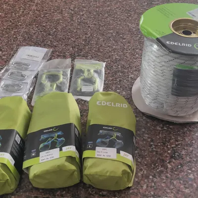 New toys to play with. We invest in high-quality German-engineered gear from Edelrid, including harnesses, ropes, and descenders, because safety is paramount.