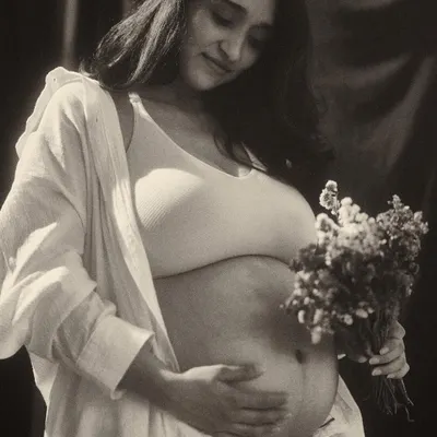 A deeply personal maternity portrait, capturing the quiet anticipation before our baby arrived. The soft, classic black and white finish gives the moment a timeless and tender quality.