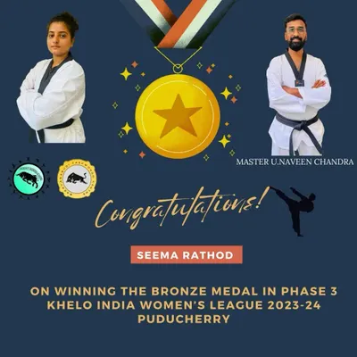 A proud moment for our academy as my student Seema Rathod secures a Bronze Medal at the Khelo India Women's League in Puducherry. Her performance has earned her a spot in the National Championships.