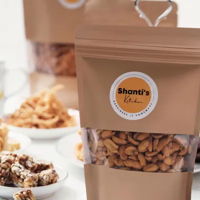 I pack my snacks in safe, sustainable, and snack-friendly packaging. This pouch of Hing Jeera Peanuts shows how I seal in the freshness and flavour, ensuring they reach you perfectly.