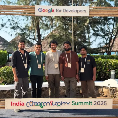 Here's part of our amazing team at the Google for Developers India Community Summit. We believe teamwork makes the dream work, and we're so proud of the people who make Just Robotics what it is.