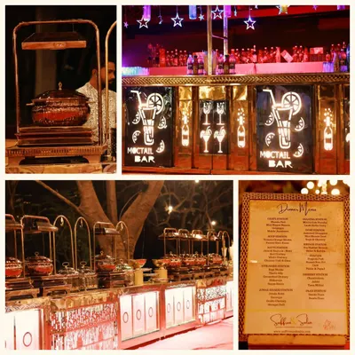 If ritz and luxury is your style, we have you covered. This collage shows our elegant mocktail bar and luxurious buffet setup, designed to create a premium dining atmosphere.