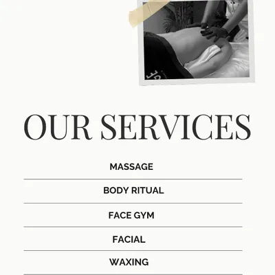 An overview of our primary skin and body services. We offer therapeutic massages, full-body rituals, advanced Face Gym and facial treatments, and professional waxing.