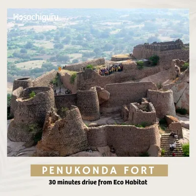 A photo of the historic Penukonda Fort, just a 30-minute drive from our Eco Habitat Farms.