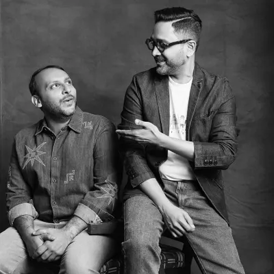 A snapshot of us, the design duo behind MuseLAB. Our partnership is built on 20 years of friendship, and our process is a constant dialogue between ideas, banter, and a shared passion for creating thoughtful and engaging designs.