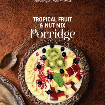Make your Sunday sweeter with our Tropical Fruit and Nuts Porridge. This vibrant, wholesome bowl is packed with juicy mango, fresh banana, and crunchy nuts to fuel your day with natural energy.