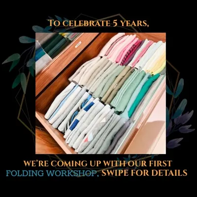 To celebrate five years of BlessTheMess, we launched our first-ever folding workshop. This image shows the result of our signature folding technique: a perfectly organized drawer.