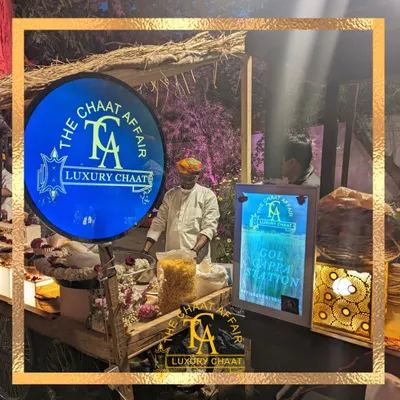 We designed and executed an authentic village theme for actress Swara Bhaskar's Mehandi function. This setup featured rustic food carts, traditional earthen pots, and our team in Rajasthani turbans to create a fully immersive experience, complemented by our signature illuminated branding.