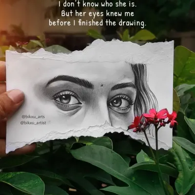 A creative shot of a realistic eye drawing. I believe the eyes are the most important feature to get right in any portrait.
