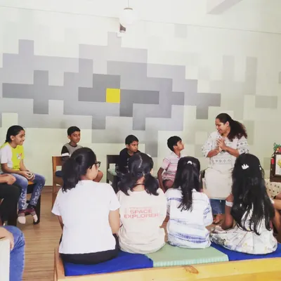 A classic story circle during our 'Nautical Narratives' workshop. I love seeing the kids so captivated, listening intently as we explore stories of sailors and the sea together.