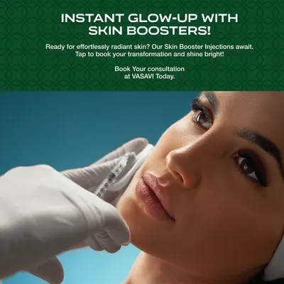 Skin Booster injections provide an instant glow-up for your skin. This image shows the treatment being administered to deliver deep hydration and achieve an effortlessly radiant look.