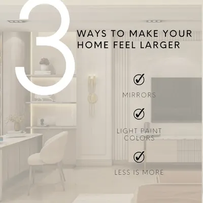 Here are three easy ways to make your home feel more spacious: use mirrors to bounce light, choose light paint colors, and embrace minimalism. Sometimes, it is not about more space, just smarter styling.