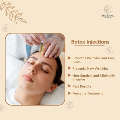 A Botox injection being administered to the forehead. This procedure is highly effective for preventing and treating horizontal forehead lines that appear with facial expressions. My goal is always a natural result, ensuring you can still express yourself confidently.