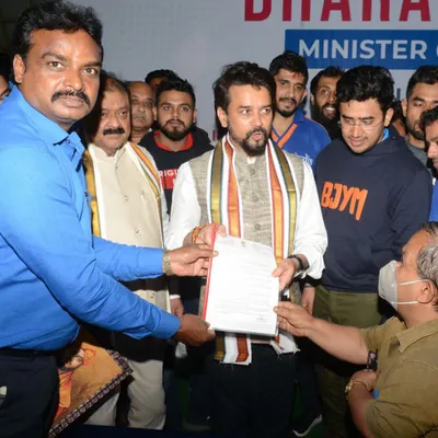 Meeting with the Honorable Union Minister of Sports, Shri Anurag Thakur. I presented a request to facilitate developmental programs to strengthen Kabaddi across the nation, ensuring the sport gets the support it deserves.