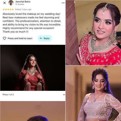 "Reet kaur makeovers made me feel stunning and confident." Reading these words from my bride Aanchal makes all the hard work worth it. Thank you for trusting me with your wedding day.